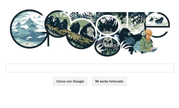 Il doodle del 16 gennaio è per la signora dei gorilla