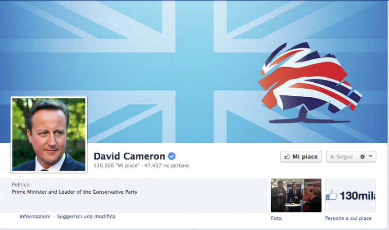 David Cameron a caccia di “Mi Piace” su Facebook