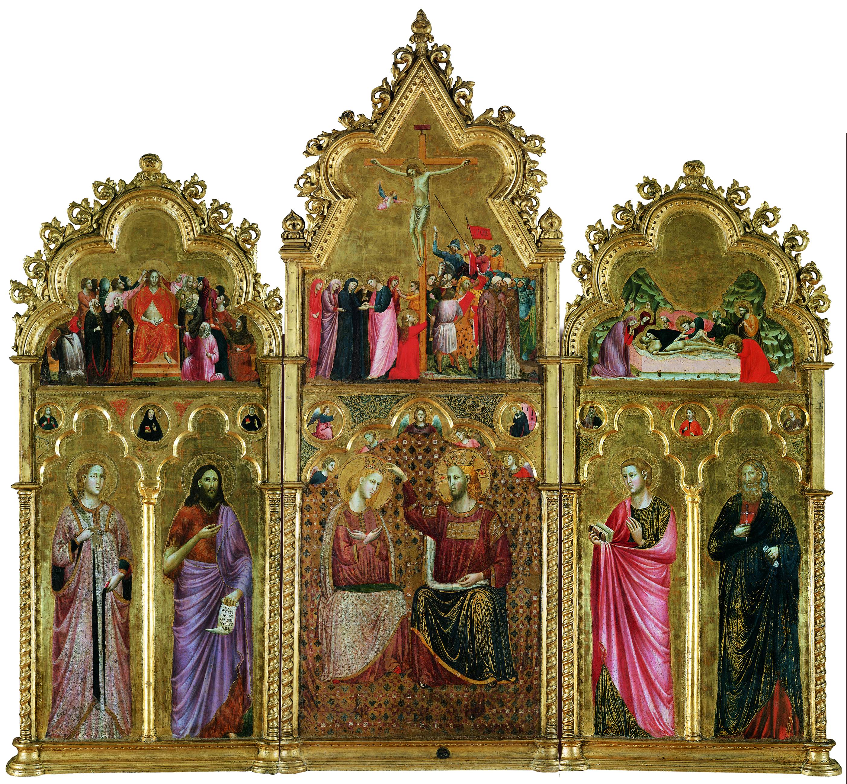 GIULIANO DA RIMINI, Incoronazione della Vergine, Santi e scene della Passione