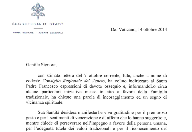 Gender a scuola. La lettera di papa Francesco che incoraggia la consigliera leghista a «tutelare i valori tradizionali»