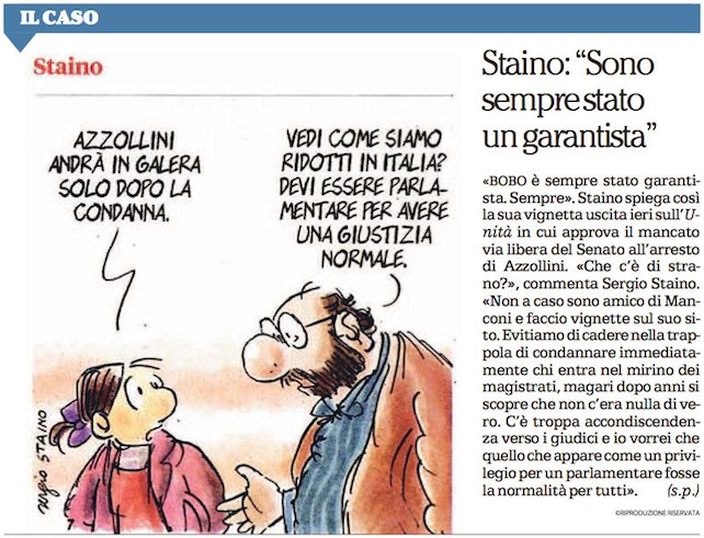 Viva Staino e Ichino. Che con una vignetta e una lettera hanno ben spiegato il caso Azzollini
