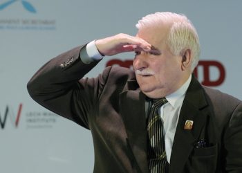 FILE - In this Oct. 22, 2013 file photo Nobel Peace Prize  laureate and Polandís former President,  Lech Walesa,  looks at the audience during the annual meeting of laureates in Warsaw. The head of Poland's National Remembrance Institute said Thursday Feb. 18, 2016 that recently seized documents show that Walesa was a paid informant for the communist-era secret security from 1970 to 1976. (AP Photo/Alik Keplicz, file)