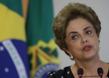 Brazil's President Dilma Rousseff speaks during a meeting at the Planalto Presidential Palace, in Brasilia, Brazil, Wednesday, April 13, 2016. President Rousseff is facing impeachment proceedings that stem from allegations her administration violated fiscal rules to mask budget problems by shifting around government accounts. (AP Photo/Eraldo Peres)