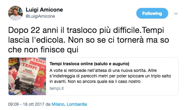 Il trasloco più difficile. I tuìt di amici, lettori, politici
