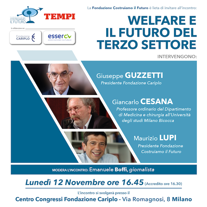 “Welfare e il futuro del Terzo Settore” con Guzzetti, Cesana, Lupi