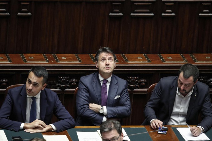 Di Maio, Conte e Salvini in aula a Montecitorio