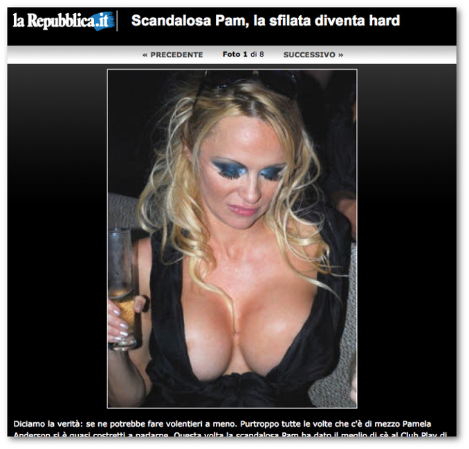 Galleria di foto di Pamela Anderson sul sito di Repubblica