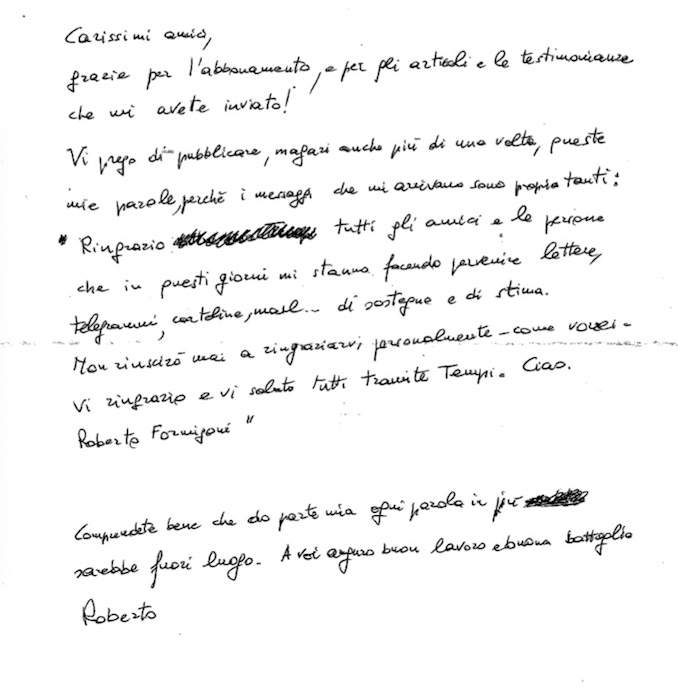 “Carissimi amici”. Lettera di Formigoni dal carcere