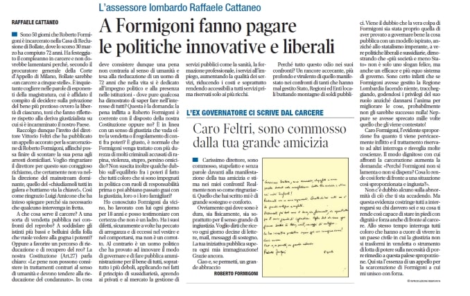 Lettera di Formigoni a Feltri: «Stupefatto e commosso»