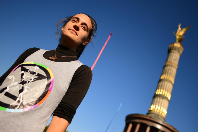 Carola Rackete alla manifestazione di Extinction Rebellion a Berlino