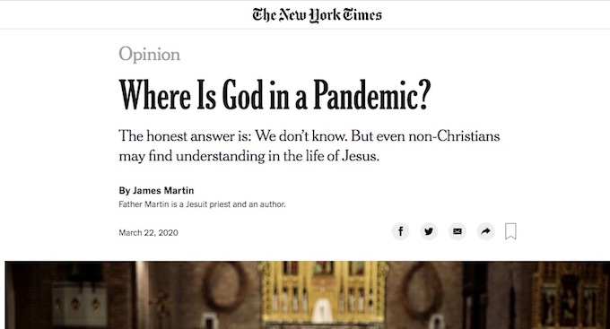 Dov’è Dio nella pandemia? Di certo non sul New York Times