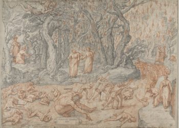 Illustrazione di Federico Zuccari per il Canto XIV dell'Inferno di Dante (girone dei violenti contro Dio con Capaneo)