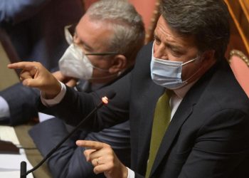 Il leader di Italia Viva, Matteo Renzi, in Senato