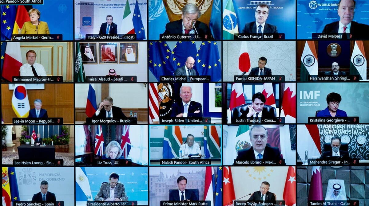 Il leader del G20 in collegamento per il summit sull'Afghanistan (foto Ansa)
