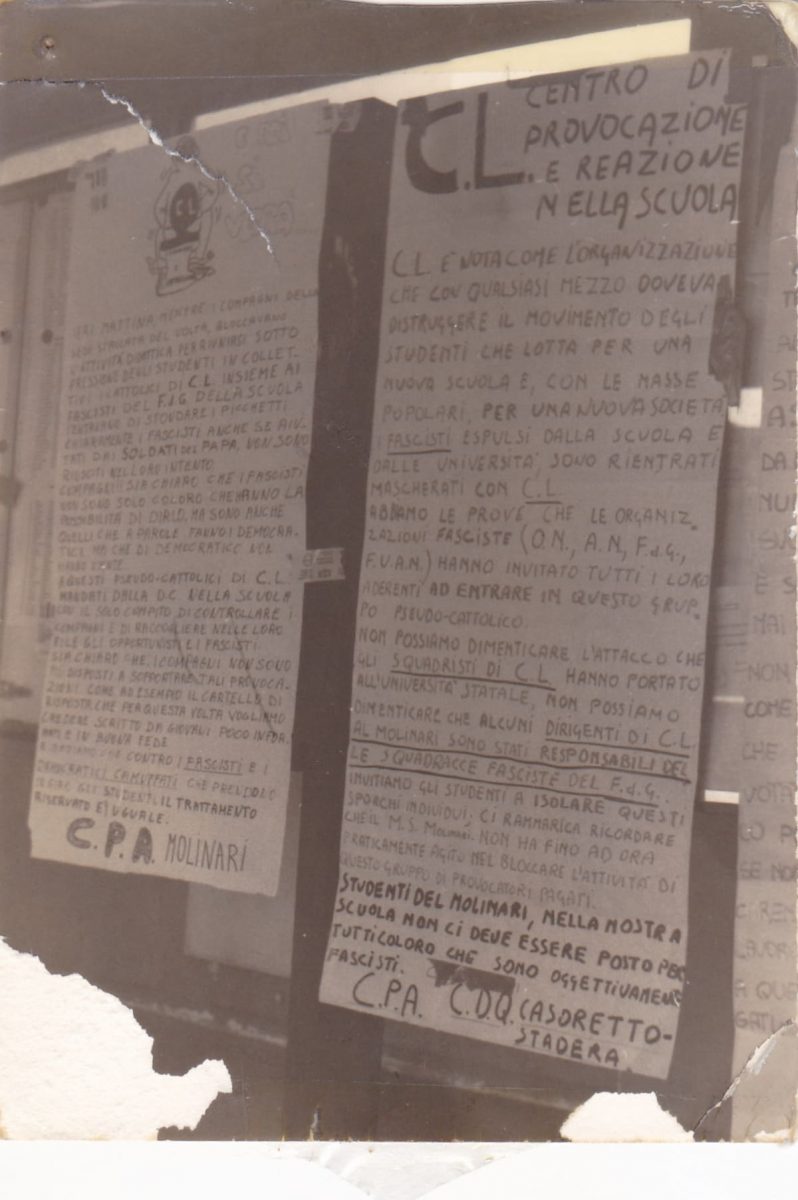 1 Dicembre 1974: manifesti contro CL