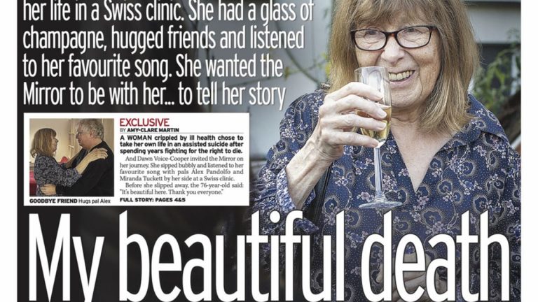 La morte “bella” di Dawn, il suicidio assistito diventa show e sorsi di champagne