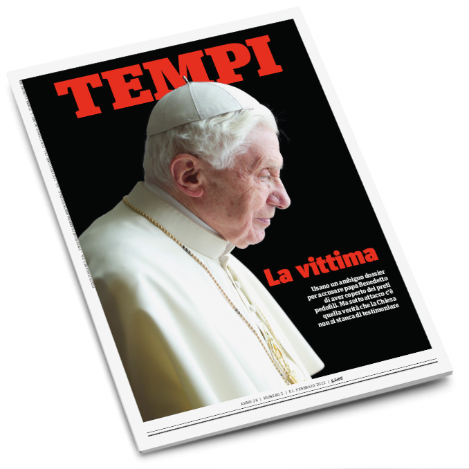 La copertina del numero di febbraio 2022 di Tempi, dedicata a Benedetto XVI e al pedofilia nella Chiesa