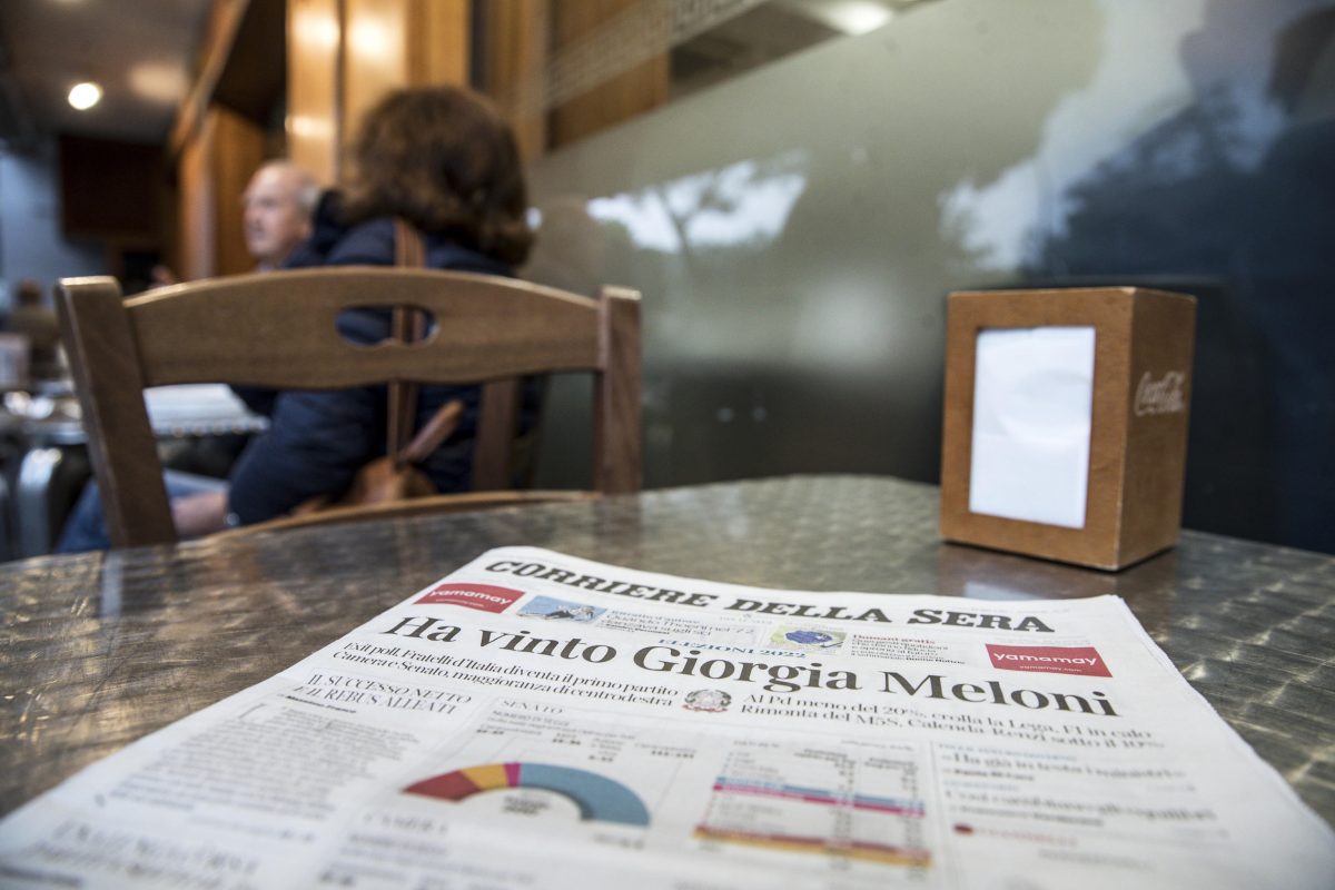 Elezioni in Italia, prima pagina Corriere della Sera, 26 settembre 2022