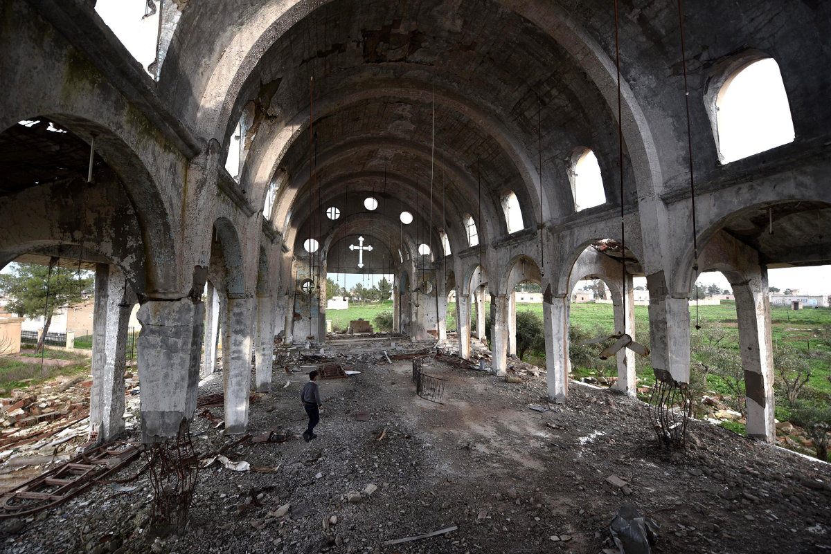 Chiesa distrutta dallo Stato islamico in Siria