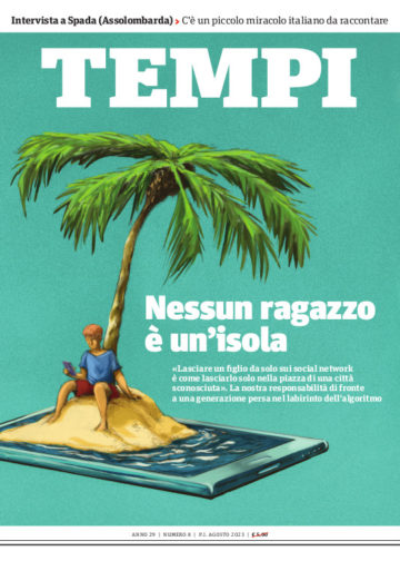 La copertina del numero di agosto 2023 di Tempi, dedicata a social network e giovani