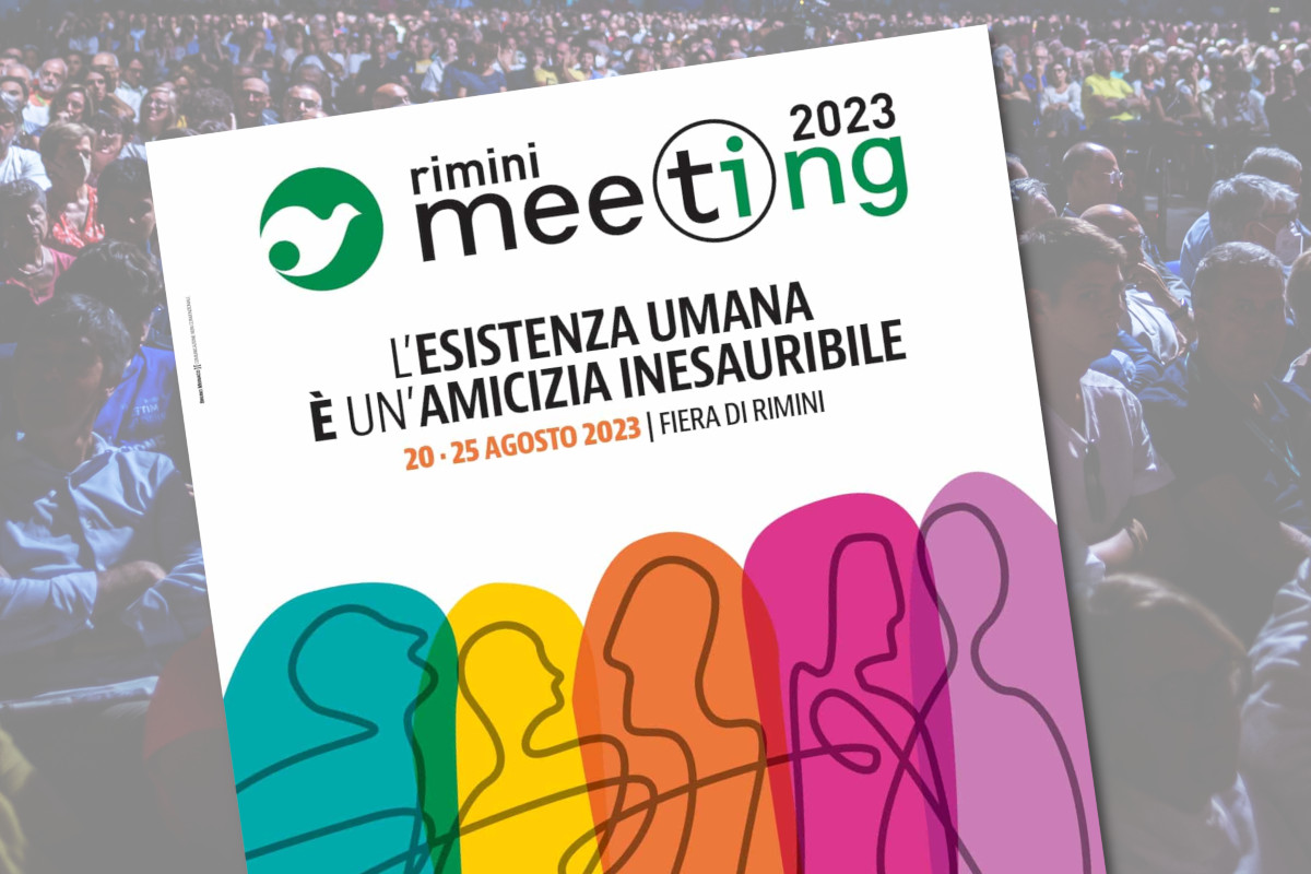 Il manifesto del Meeting di Rimini 2023, dal titolo “L’esistenza umana è un’amicizia inesauribile”
