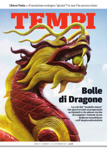 La copertina del numero di settembre 2023 di Tempi, dedicata al caso Evergrande e alla crisi del modello economico della Cina