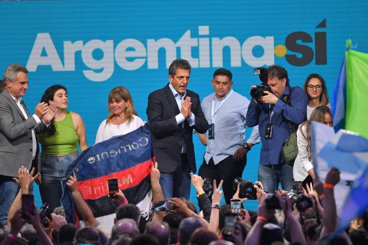 Il candidato presidente del centrosinistra ed ex ministro dell'Economia Sergio Massa, Buenos Aires, Argentina, 22 ottobre 2023 (Ansa)