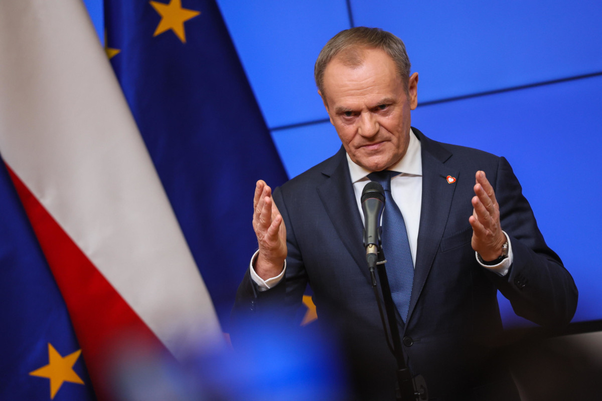 Il primo ministro polacco Donald Tusk a Bruxelles, 1 febbraio 2024