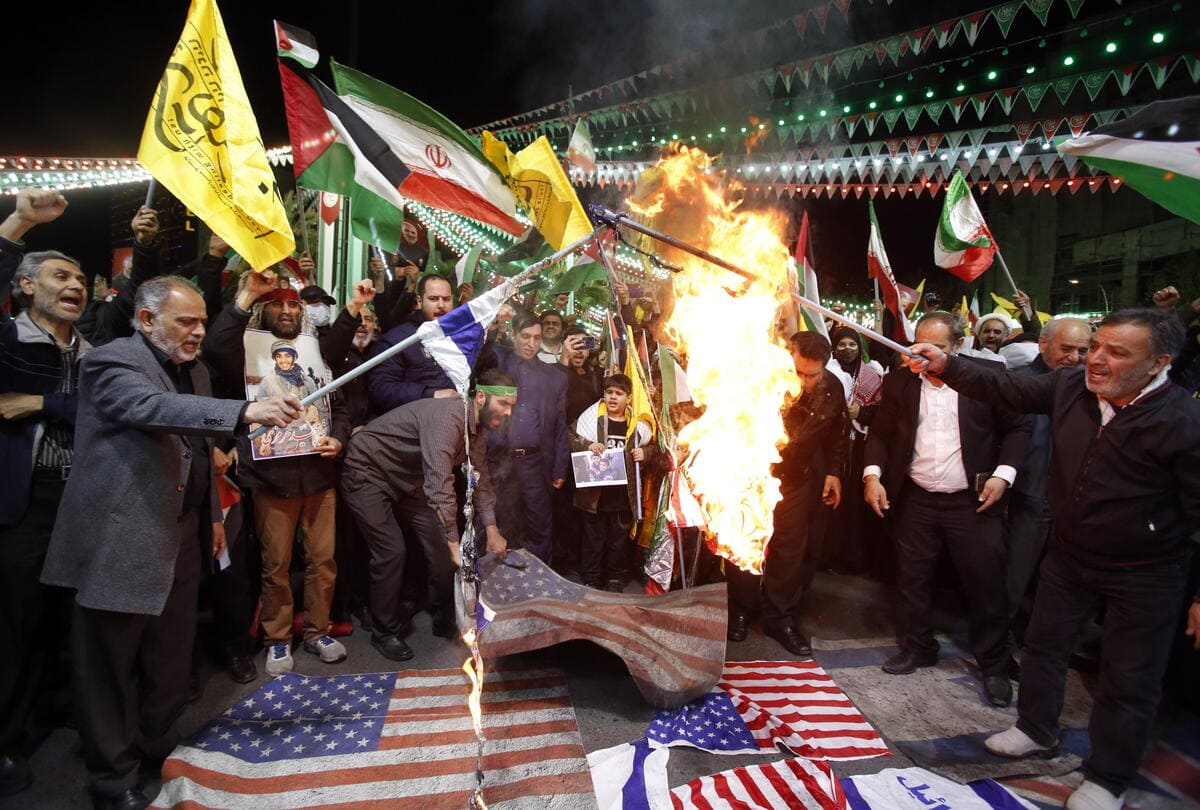 Proteste anti israeliane e anti americane a Teheran, Iran, 1 aprile 2024 (Ansa)