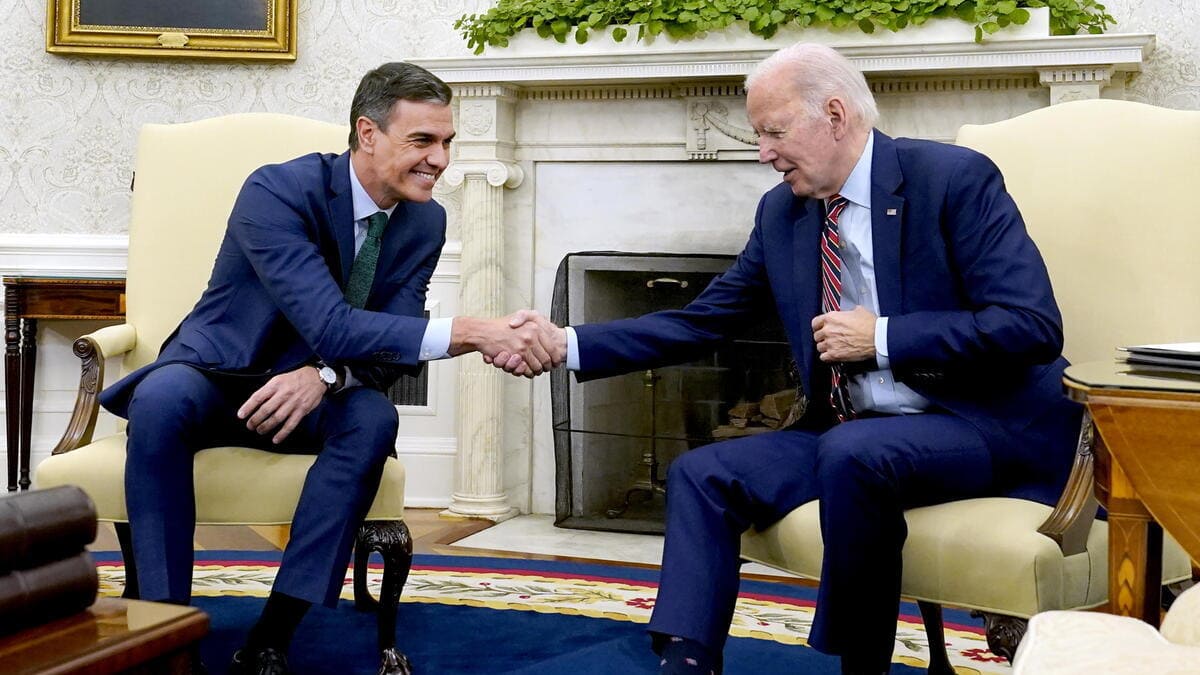 Un incontro del 2023 alla Casa Bianca tra Joe Biden, presidente Usa, e il premier spagnolo Pedro Sanchez