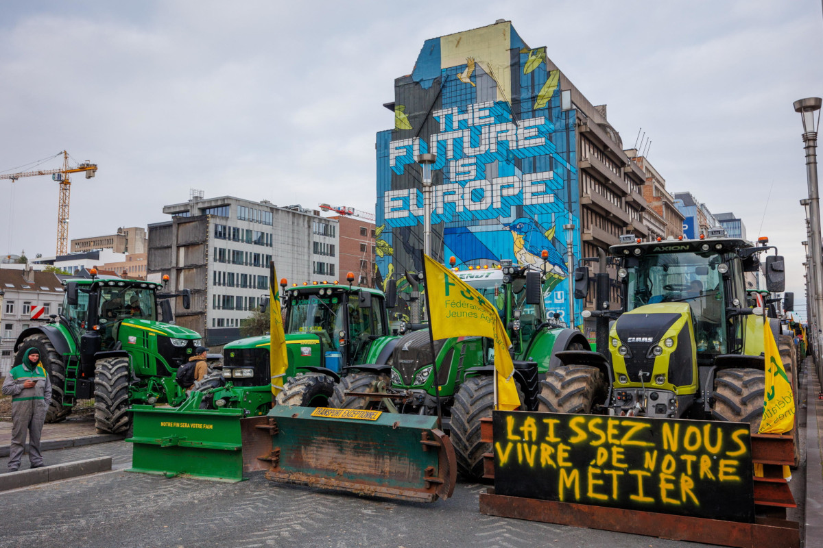 Protesta degli agricoltori con i trattori a Bruxelles, 26 marzo 2024