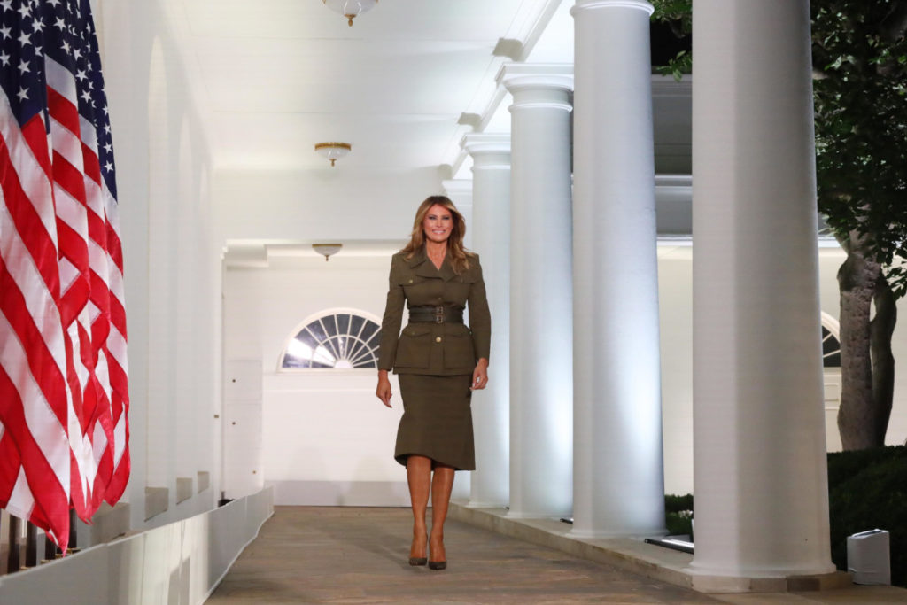Melania First Lady alla Casa Bianca nell’agosto del 2020 (foto Ansa)