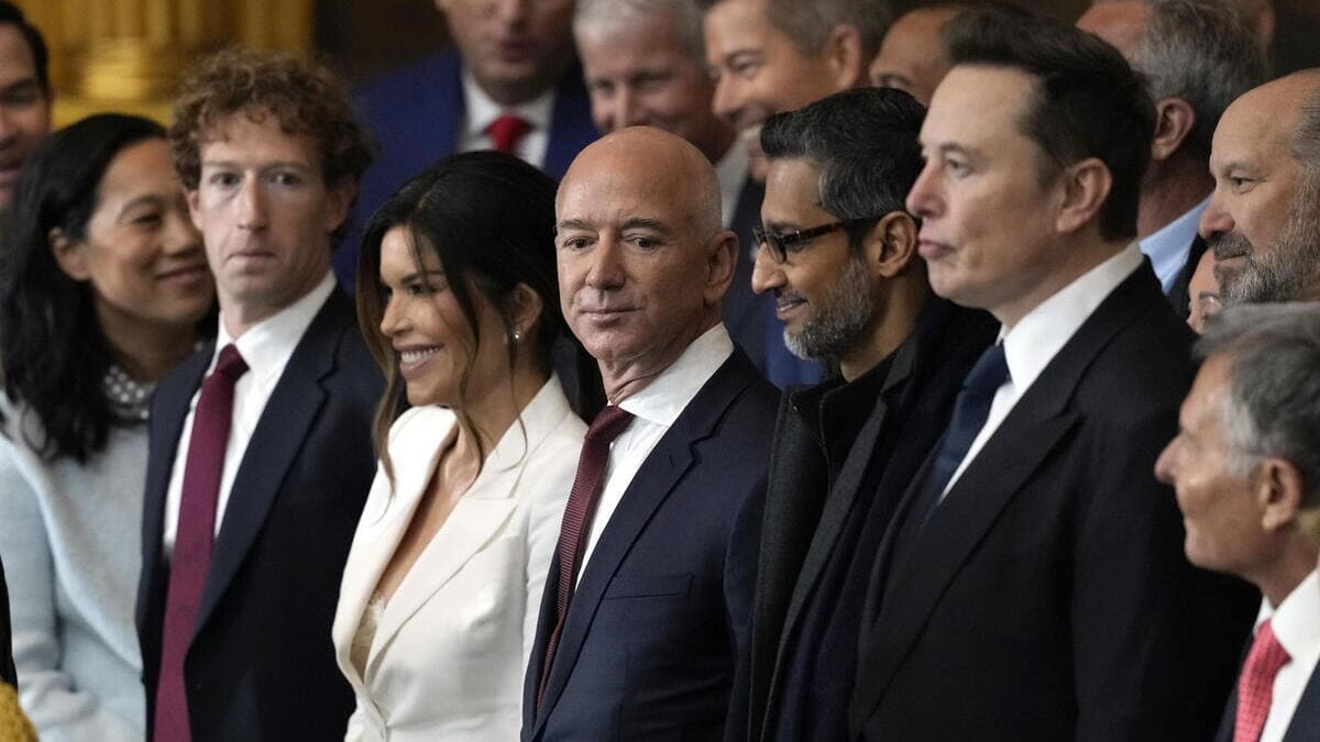 Mark Zuckerberg, Jeff Bezos, Sundar Pichai and Elon Musk big teck Trump